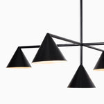 Cargar imagen en el visor de la Galería, Lámpara de araña de metal con pantalla cónica Brivana: lámpara de comedor minimalista lineal
