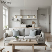 Metio Dome Cream Shade Linear Chandelier – Modern Industrial Pendant for Dining Room