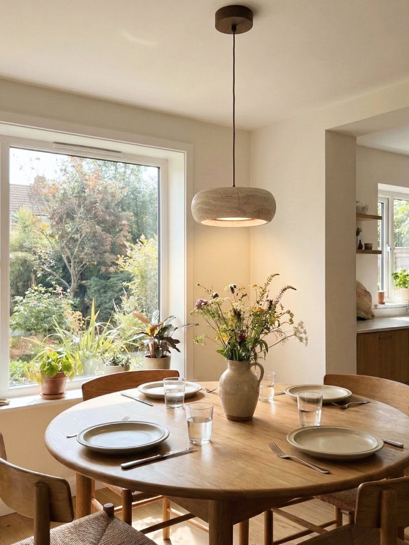 Travertine Drum Pendant Lamp