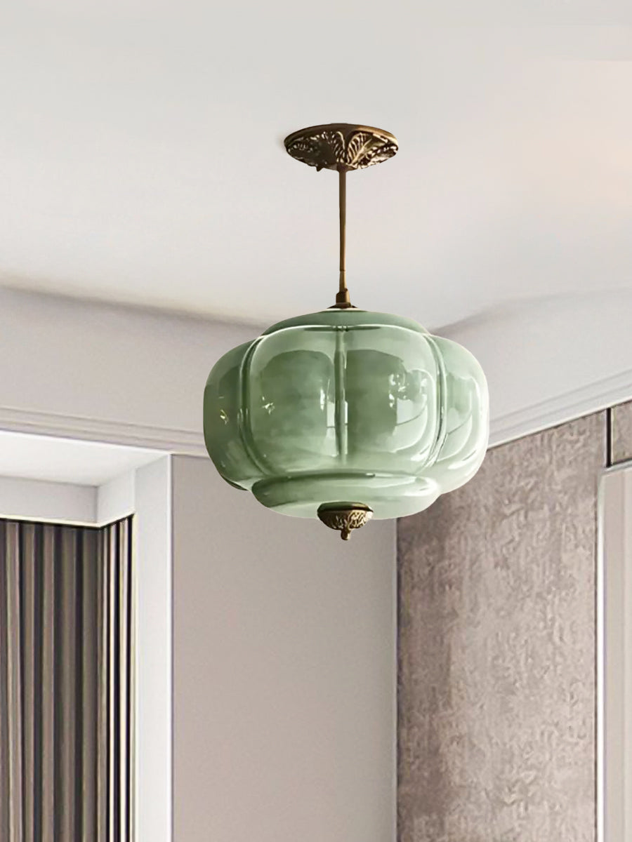 Vintage Milk Glass Semi Flush Mount Eloise Pendant Light