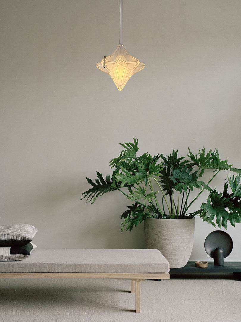 Lámpara colgante Art Déco Star de cristal esmerilado con estilo geométrico - Astris Elara 