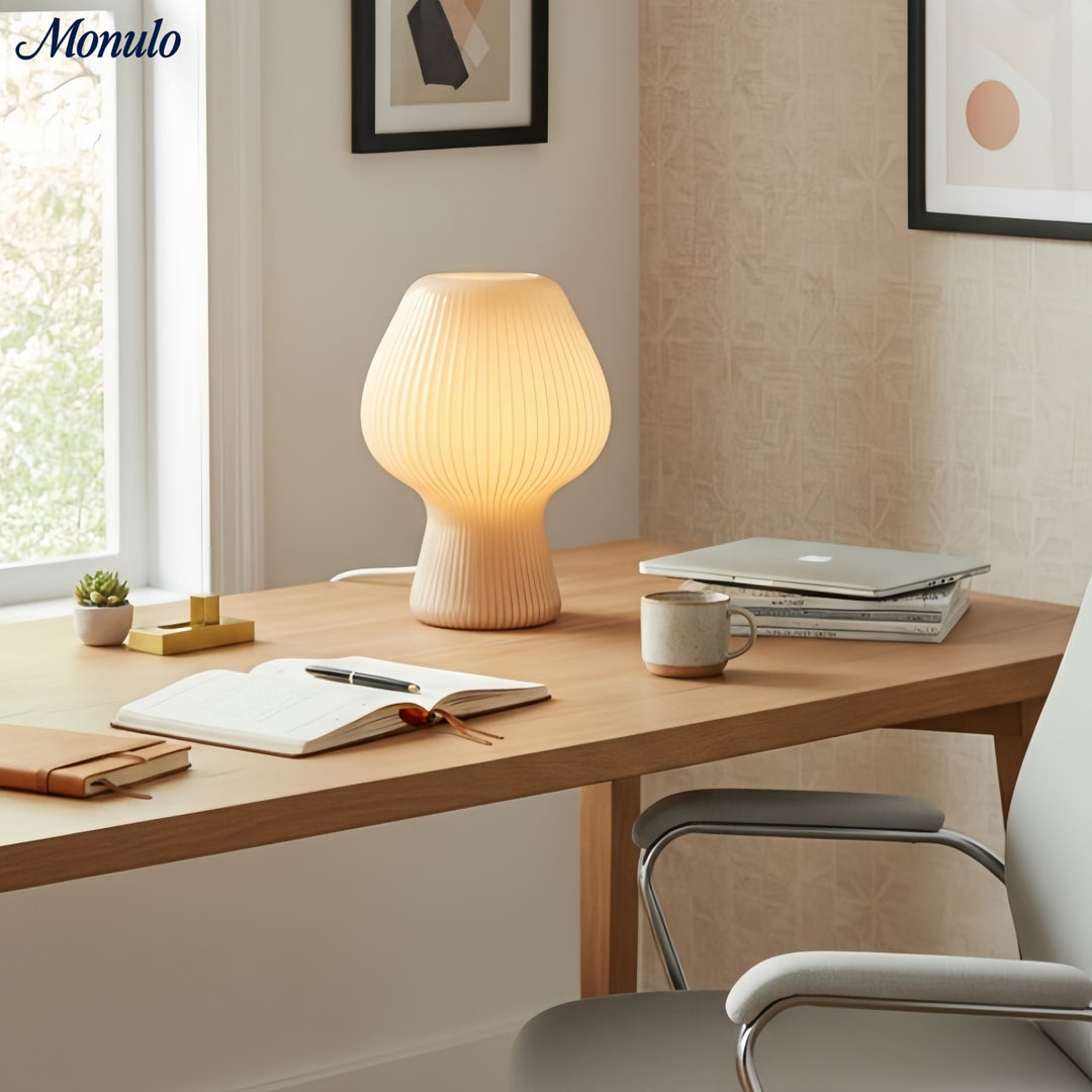 Lampe de table moderne Rivrona en verre côtelé – Éclairage d'accent design pour chambre et salon