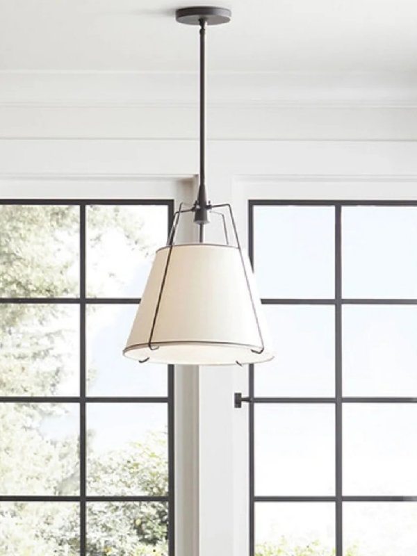 Lámpara colgante cónica de tela minimalista moderna