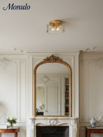 Load image into Gallery viewer, Vintage Semi Flush Mount Ceiling Light - Black and Glass Ceiling Fixture
