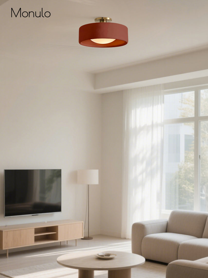 Lámpara de techo empotrada de porcelana: luminaria moderna de perfil bajo 