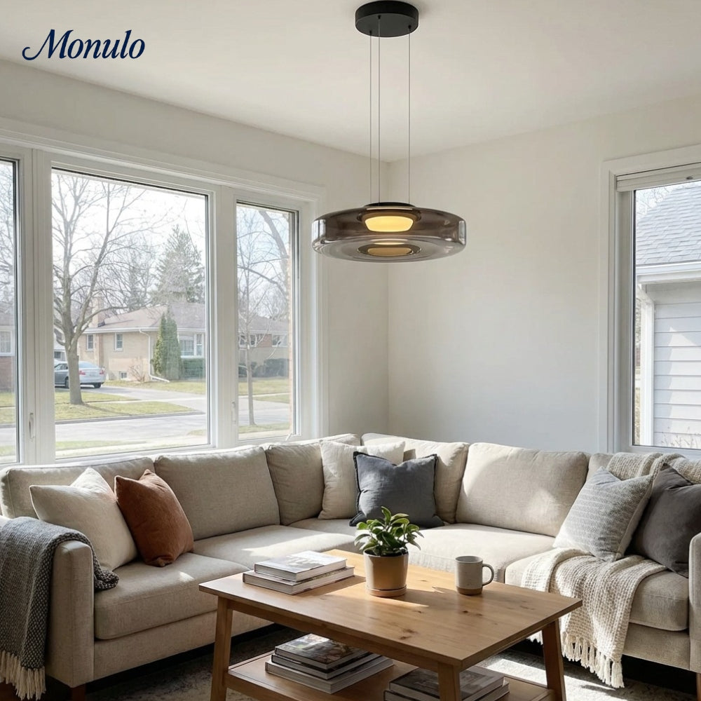 Lámpara colgante de vidrio con forma de disco apilado Verdoma Iluminación nórdica contemporánea para cocinas