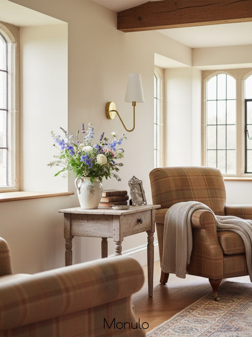 Rowan Fabric Shade Wall Sconce – Modern Industrial Light for Bedroom