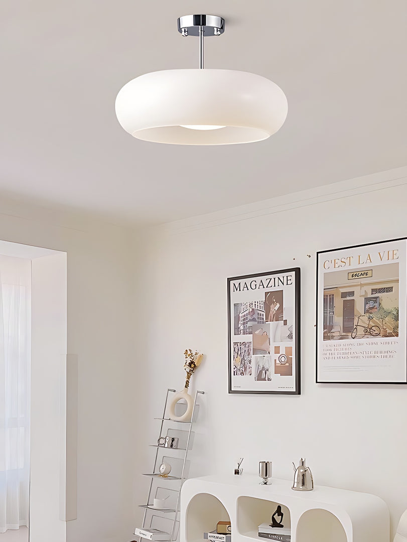Retro Brass Bauhaus Glass Disc Ceiling Lamp