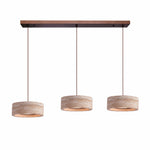 Load image into Gallery viewer, Three-light yellow travertine linear LED pendant SKU image
