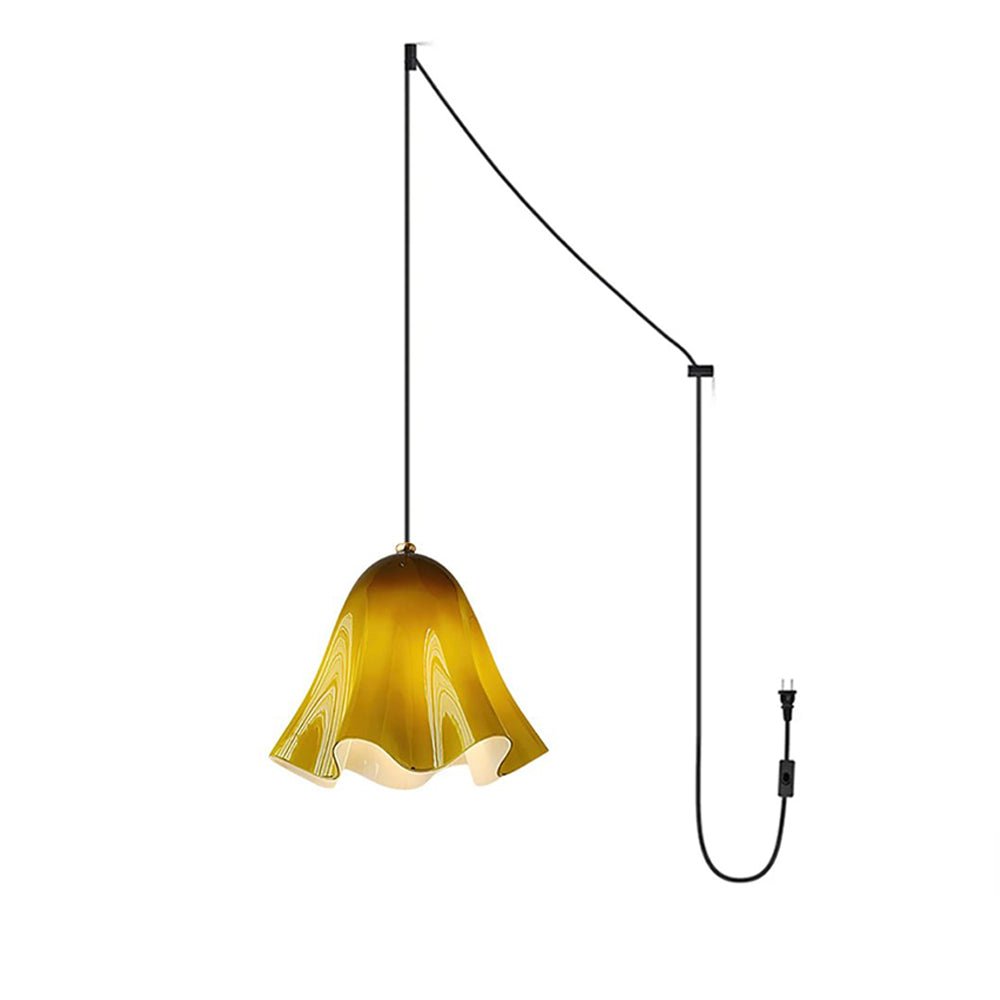 Undulating Glass Flower Plug-In Swag Pendant