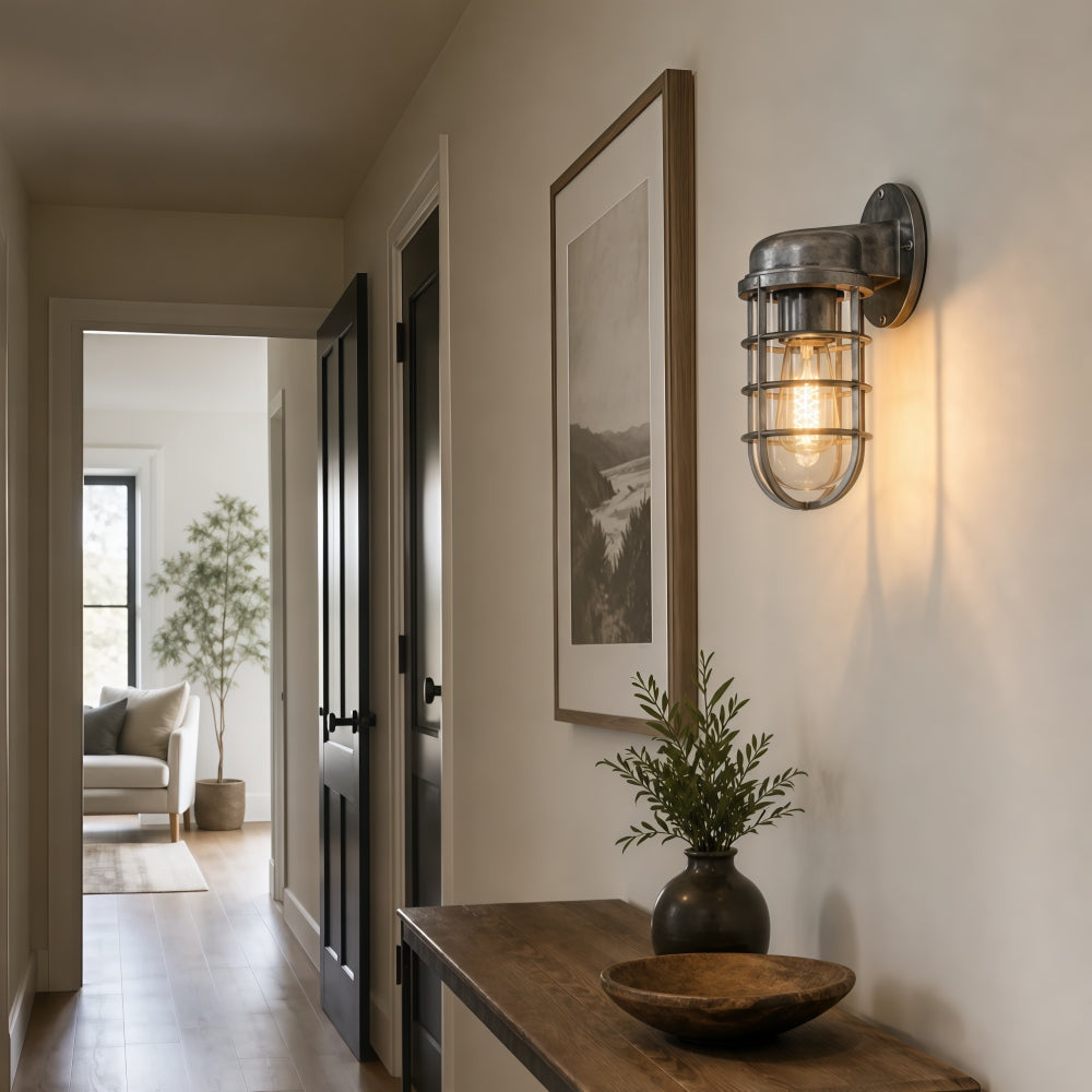Patnox Clear Glass Industrial Wall Sconce