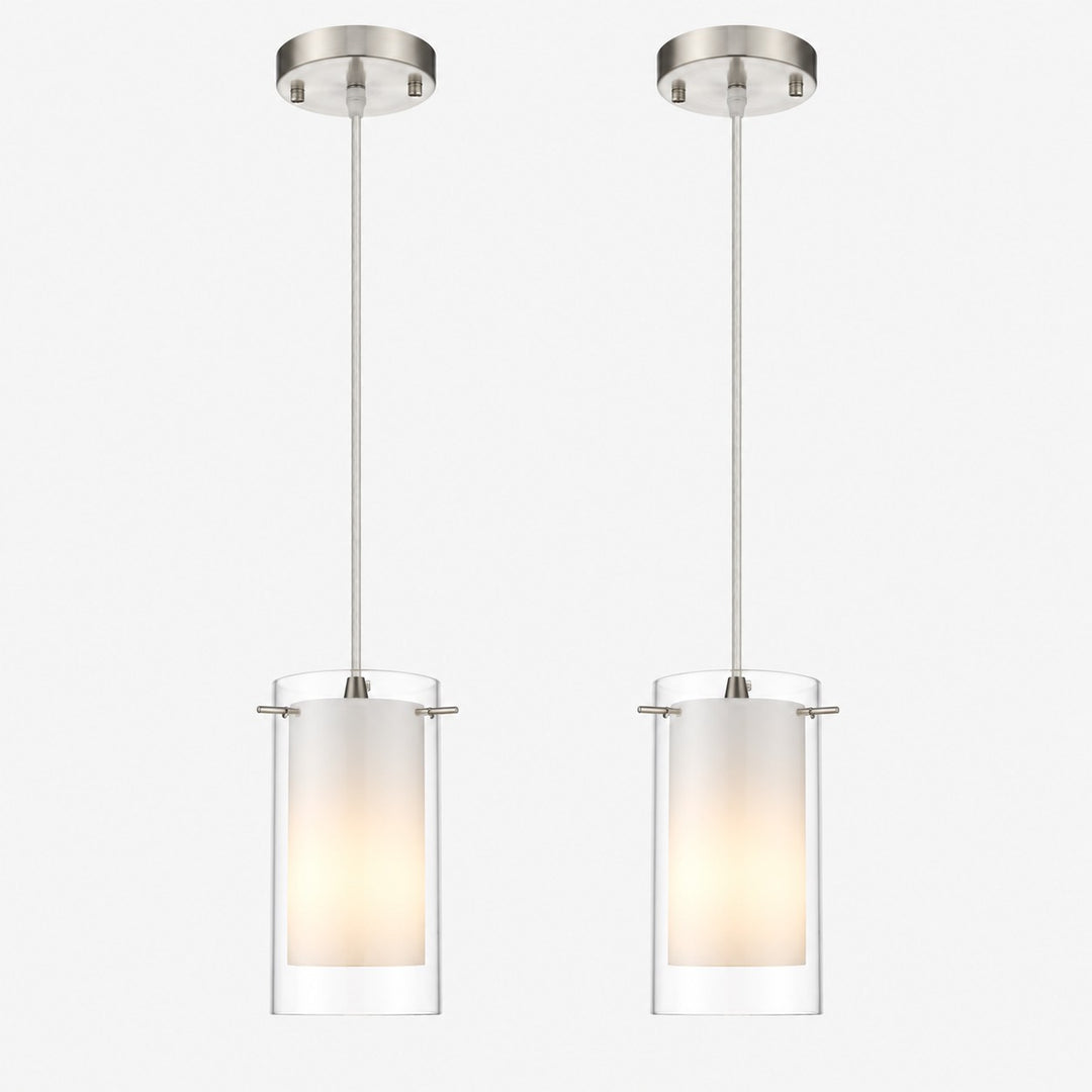 Modern Double Glass Pendant Light With Chrome Finish