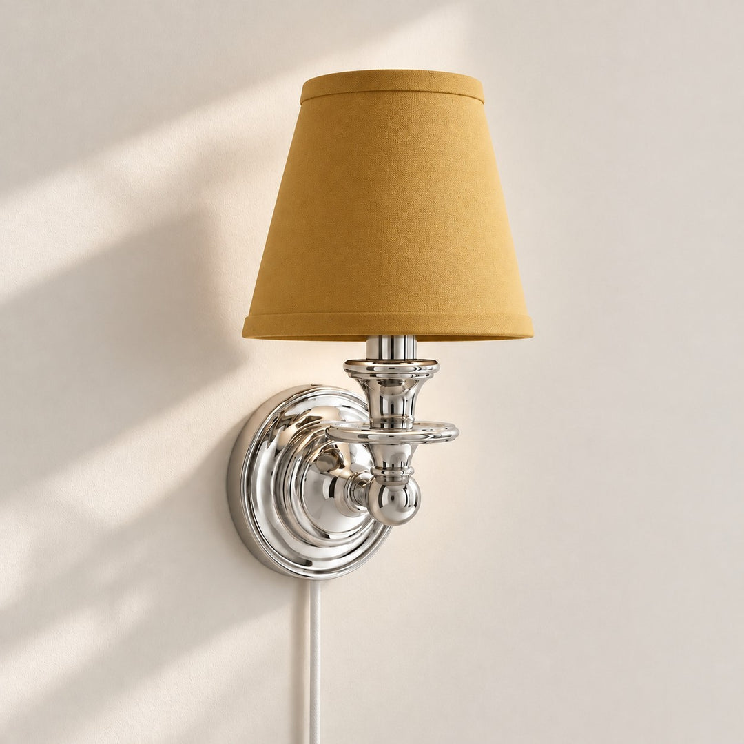 Rowan No-Wire Flat Drum Shade Wall Sconce – Plug-In Fabric Wall Light