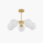 Bild in Gallery-Viewer laden, Modern milk glass chandelier with 5 lights in Copper