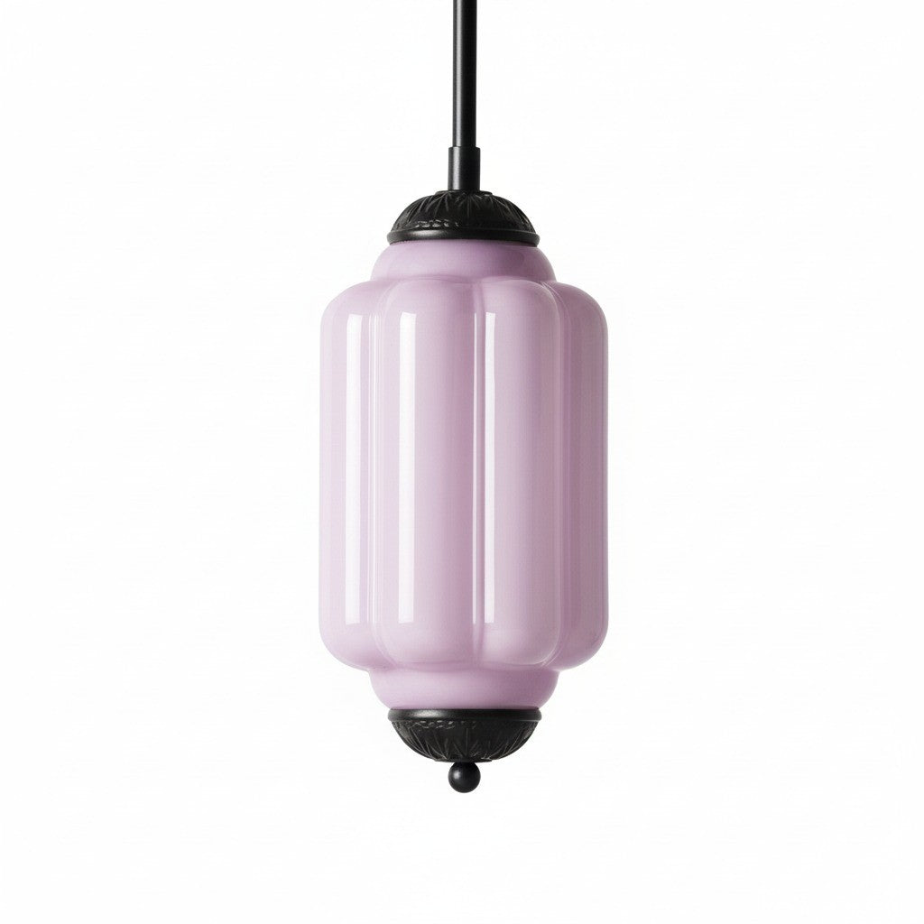 Lámpara colgante Eloise de vidrio lechoso festoneado de inspiración vintage: lámpara de acento moderna para cocina y dormitorio.