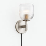 Bild in Gallery-Viewer laden, Chrome ribbed-glass wall sconce, one light