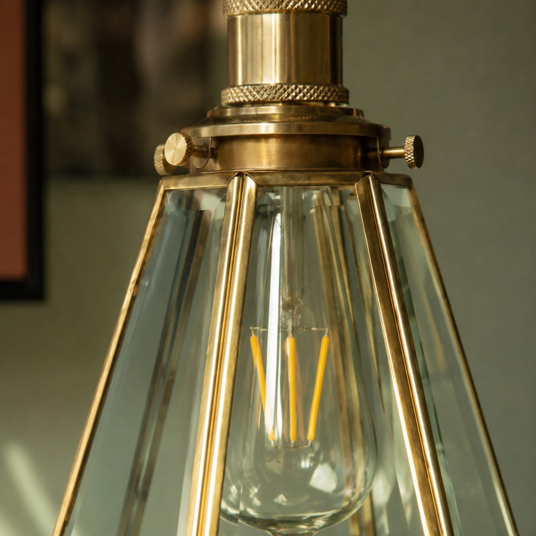 Vintage Brass Glass Wall Sconce