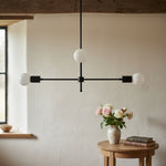Load image into Gallery viewer, Mobilux Line Black and Brass Chandelier - Contemporary Globe Ceiling Hanging Light
