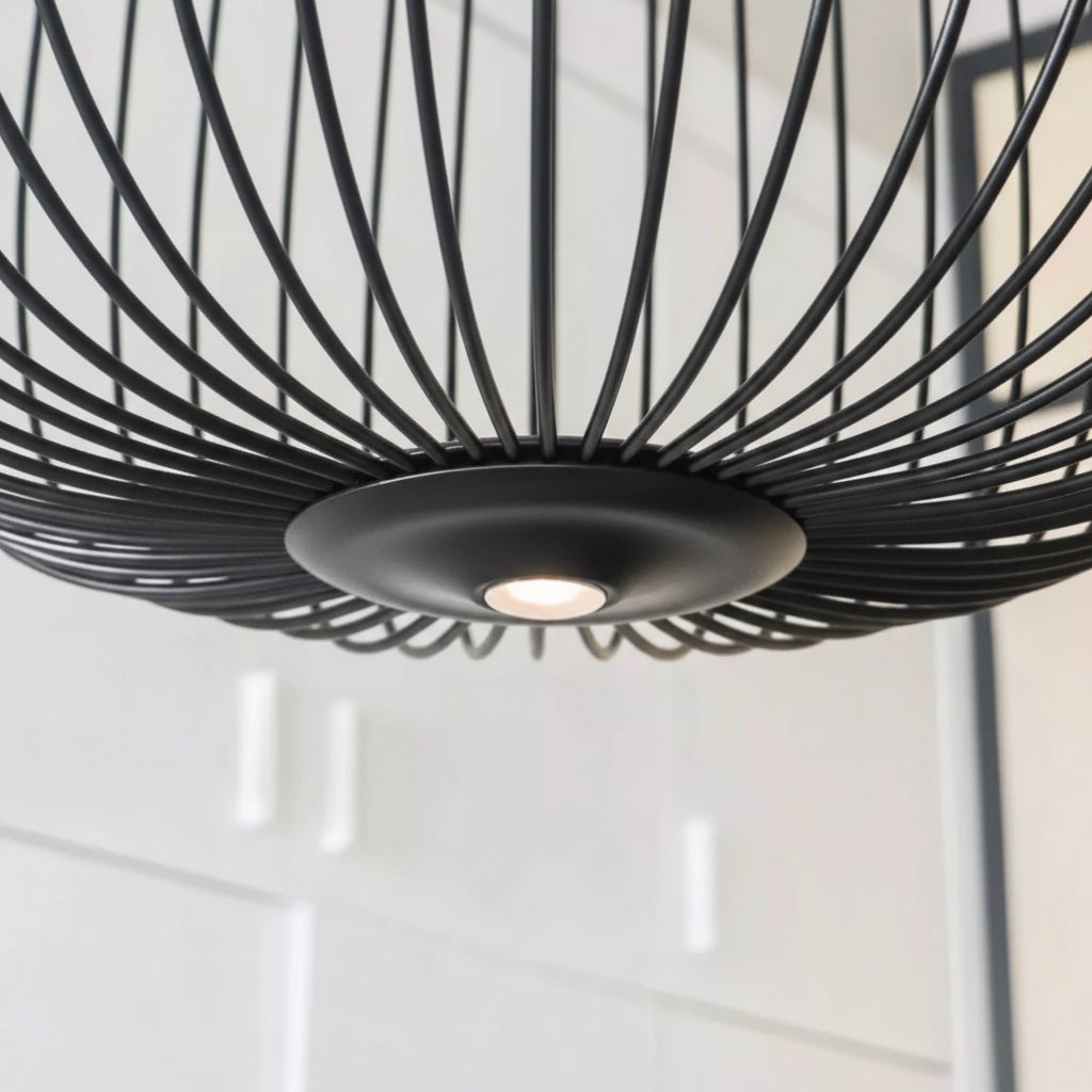 Lámpara de suspensión minimalista Radiloop - Diseño inspirado en farol de metal para comedor N48