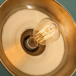 Charger l'image dans la visionneuse de galerie, Brass pendant light socket and inner shade detail
