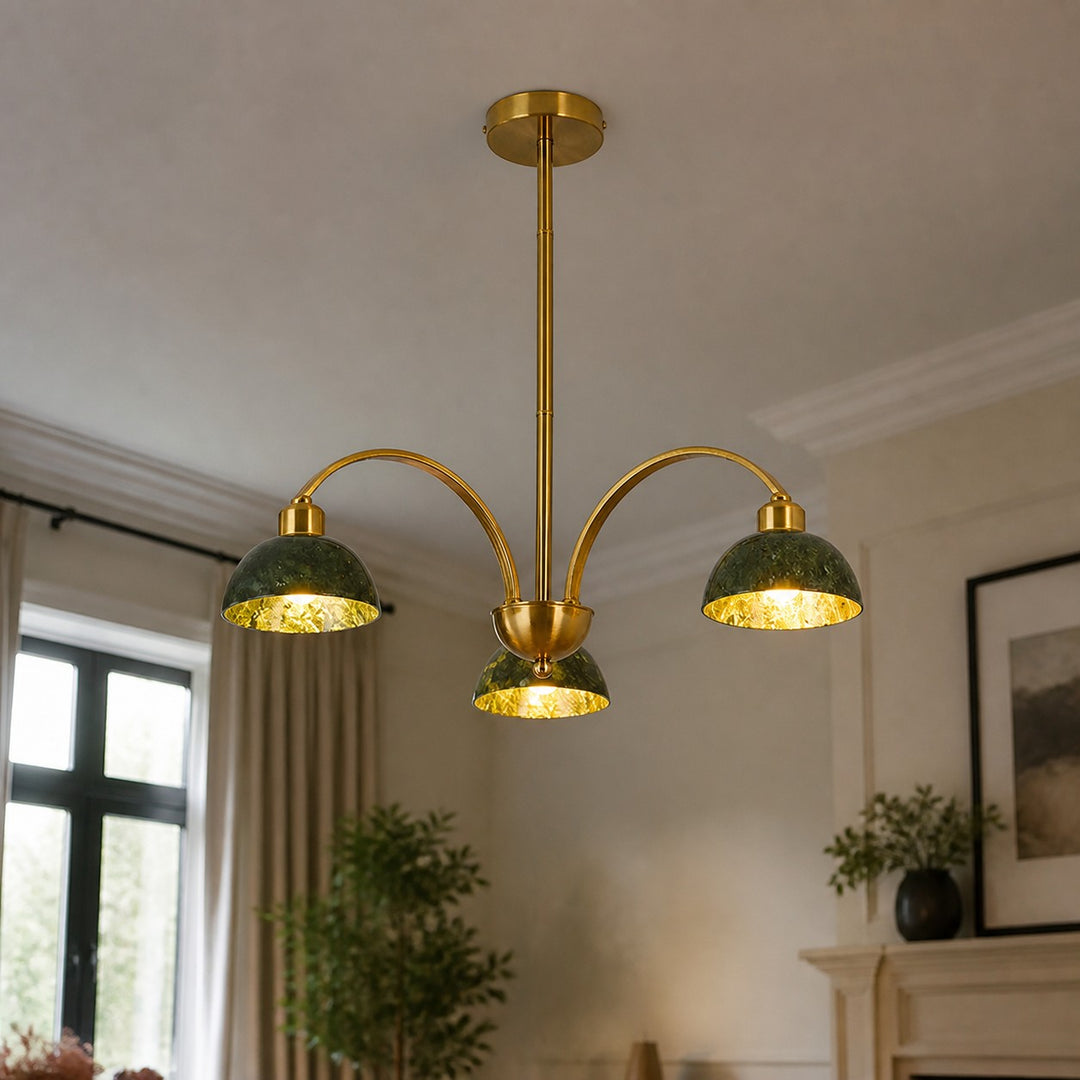 Green Jade Scalloped Dome Chandelier