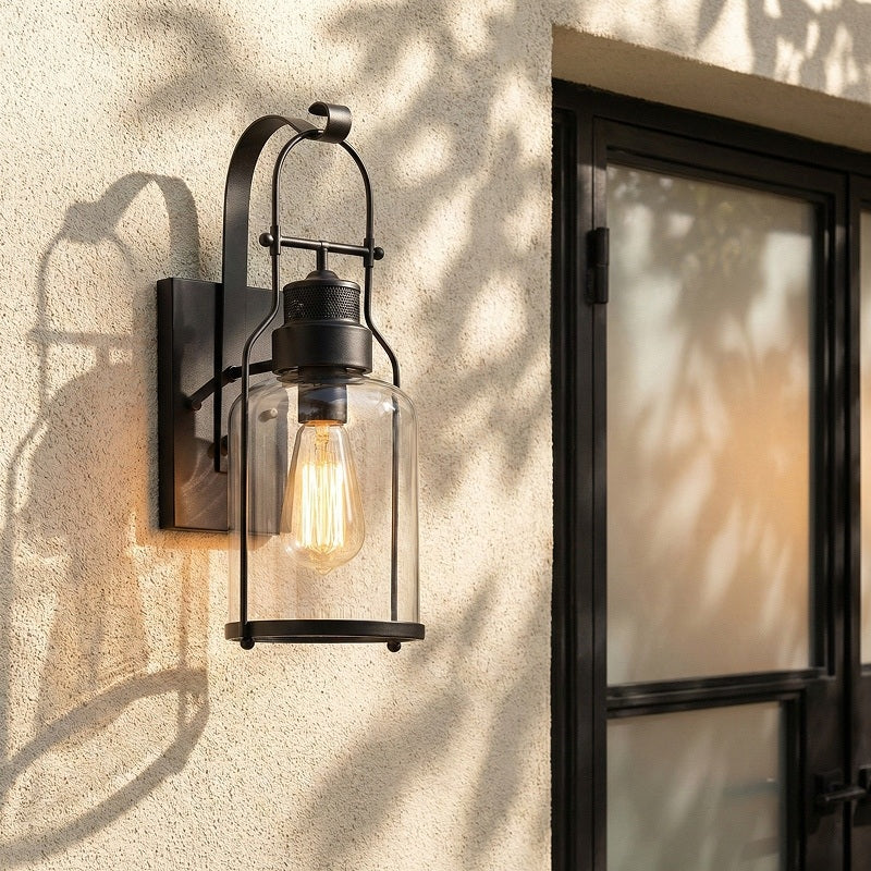 Aplique de Pared Industrial Cilíndrico Ivoran - Diseño de Pantalla de Vidrio, Iluminación Moderna de Pared U12