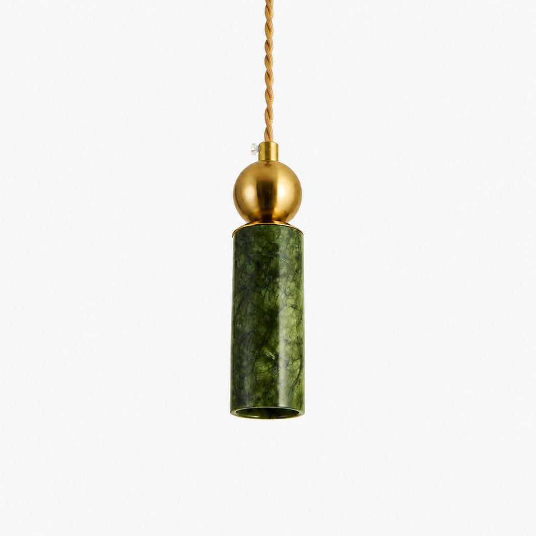 Green Jade Cylinder Pendant Light