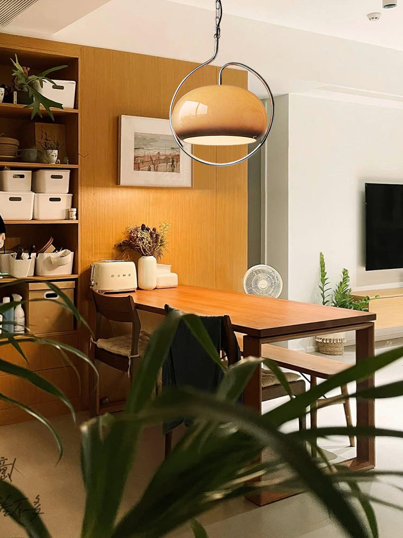 Rounded Glass Chrome Swag Pendant Light