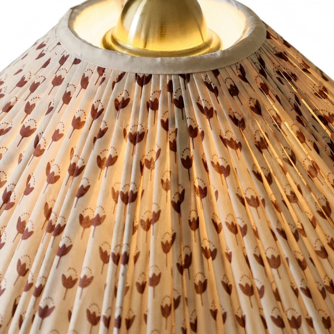 Veslin French Style Floral Arc Floor Lamp - Pleated Fabric Floor Light for Bedroom