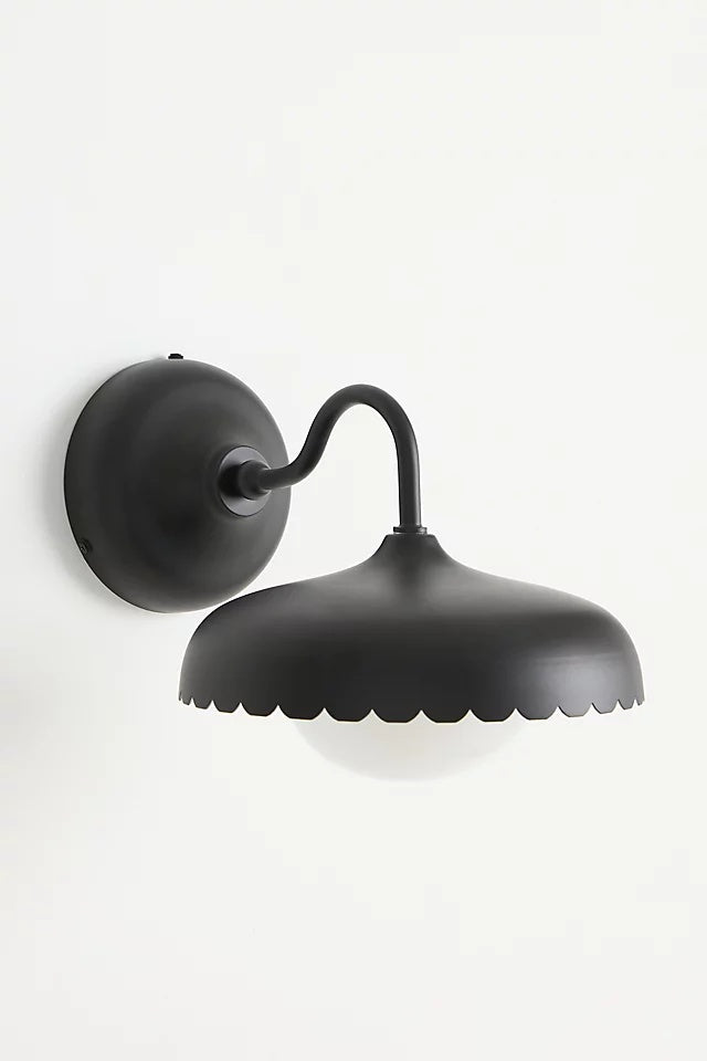 Rayla Outdoor Wall Sconce Light – Scallop Edge Modern Metal Design for Porch