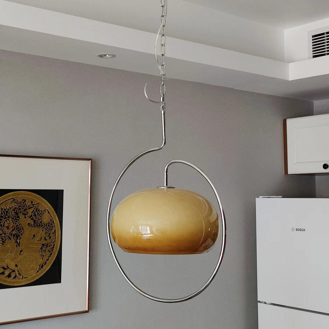 Rounded Glass Chrome Swag Pendant Light