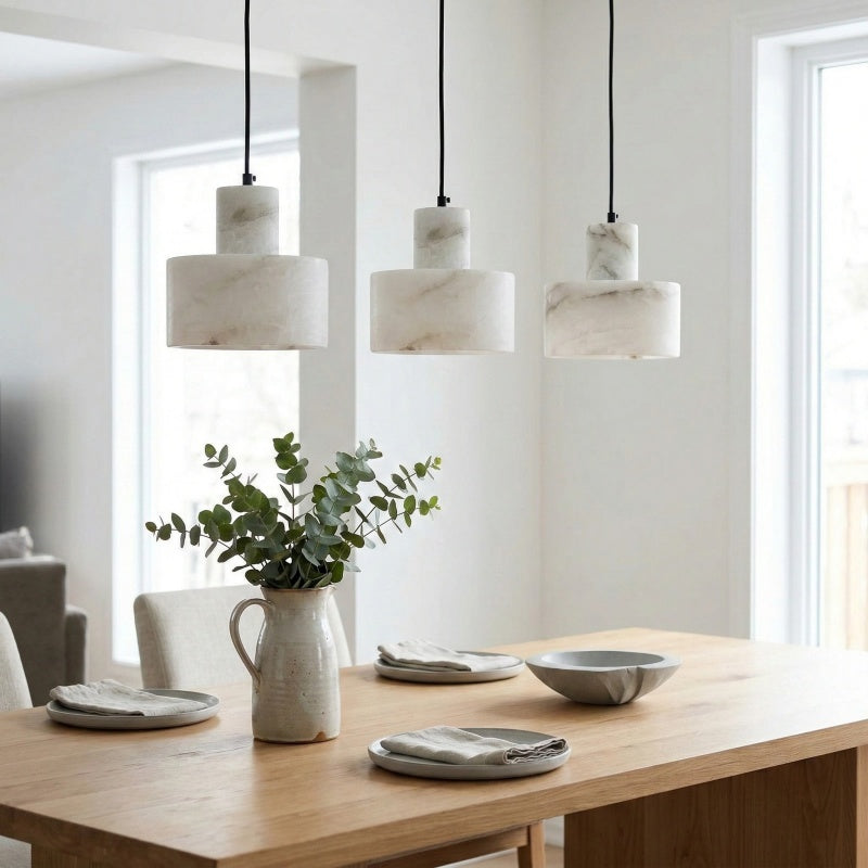 Suspension en Albâtre Cylorion – Lumière Suspendue Minimaliste Moderne pour Salle à Manger