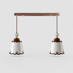 Load image into Gallery viewer, two-light ceramic pendant with a 60 cm wood ceiling plate