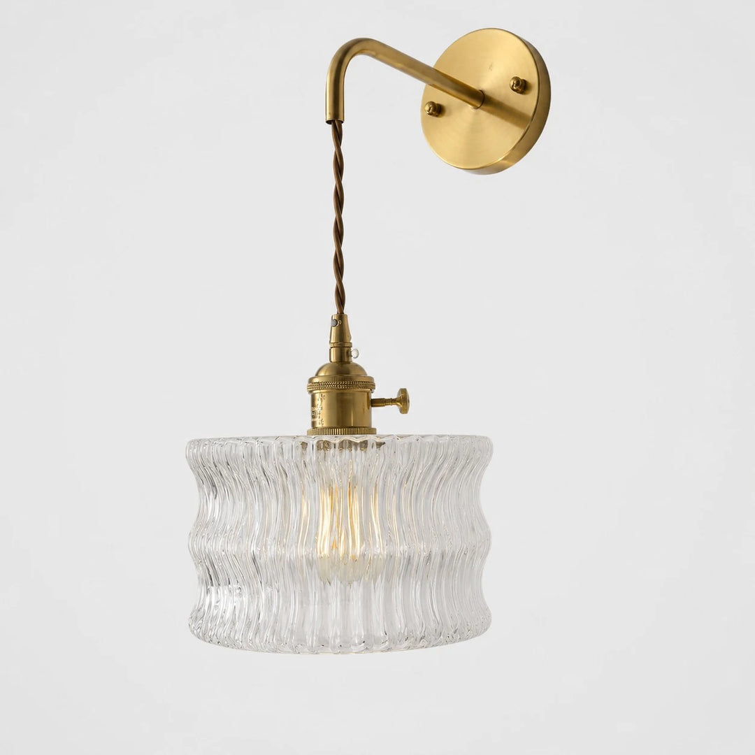 Clear ripple glass chain wall light