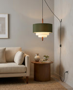 Charger l'image dans la visionneuse de galerie, Tiered Fabric Wood Plug-In Swag Pendant