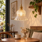 Load image into Gallery viewer, Vintage Brass Pineapple Glass Pendant Lamp