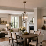 Load image into Gallery viewer, Brass and Pressed Glass Lantern Pendant Light
