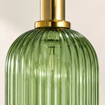 Charger l'image dans la visionneuse de galerie, Close-up of green ribbed glass and brass-tone collar