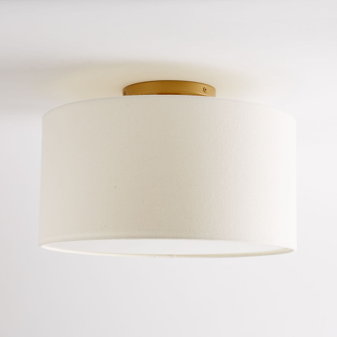 Jelvane Linen Drum Flush Mount - Modern Fabric Bedroom Ceiling Light