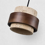 Load image into Gallery viewer, Travertine Walnut Cylindrical Plug-In Pendant
