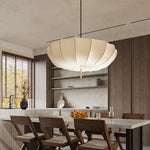 Load image into Gallery viewer, Traditional Japanese Round Iron Frame Fabric Shade 3/5 Light Chandelier For Living Room
