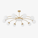 Bild in Gallery-Viewer laden, Modern milk glass chandelier with 10 lights in Gold