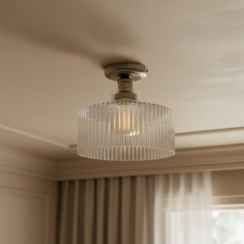 Ribora Vintage - Lámpara de Techo de Vidrio Acanalado Inspirada - Montaje Empotrado de Estilo Industrial para Interiores Modernos U05