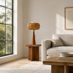Bild in Gallery-Viewer laden, Wood and woven table lamp placed in a warm living space