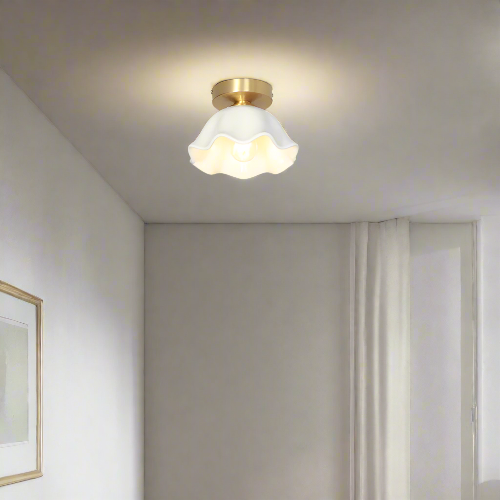 Blossom Glow Mid-Century Keramik Deckenleuchte