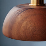 Load image into Gallery viewer, Handcrafted Walnut Wood Dome Pendant Light