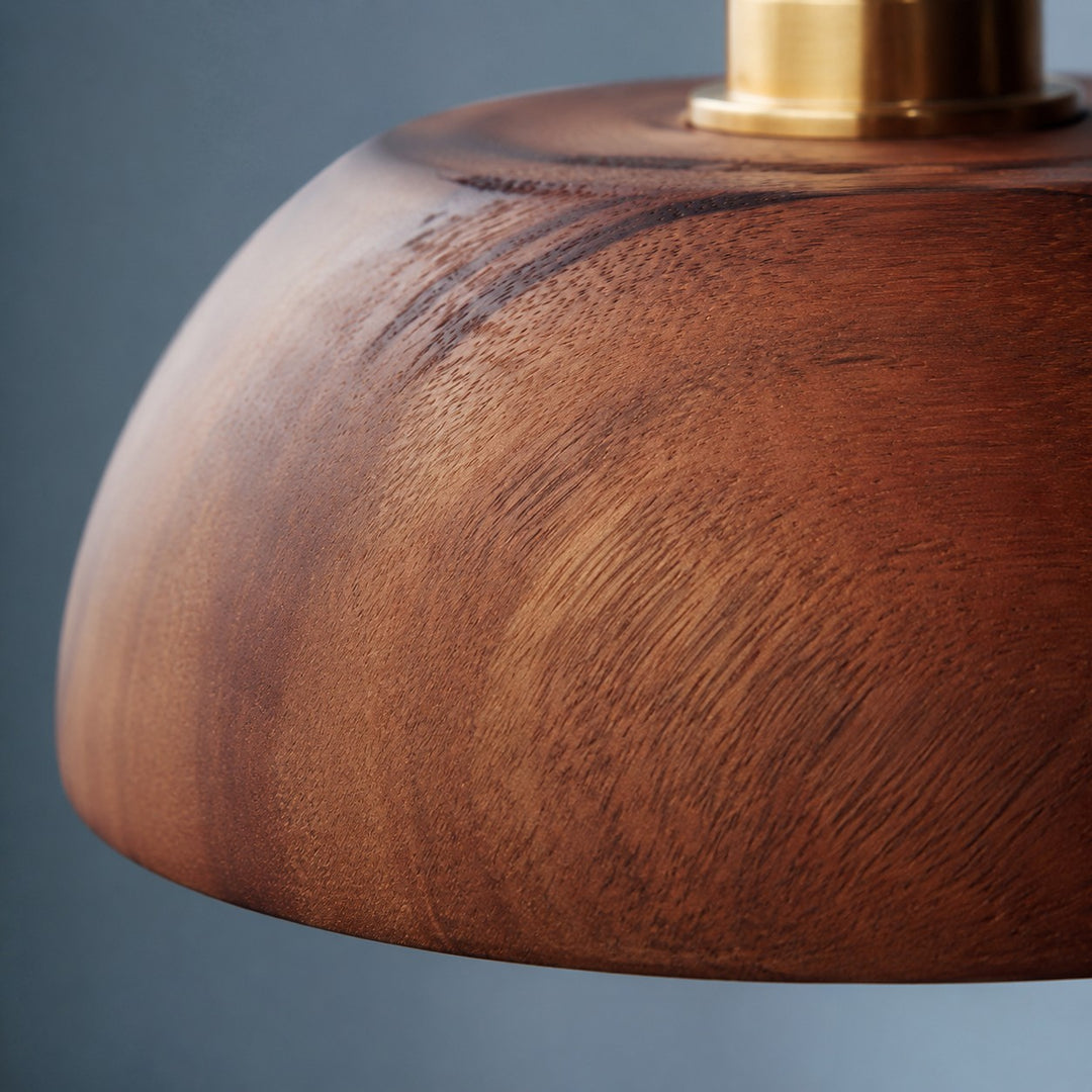 Handcrafted Walnut Wood Dome Pendant Light