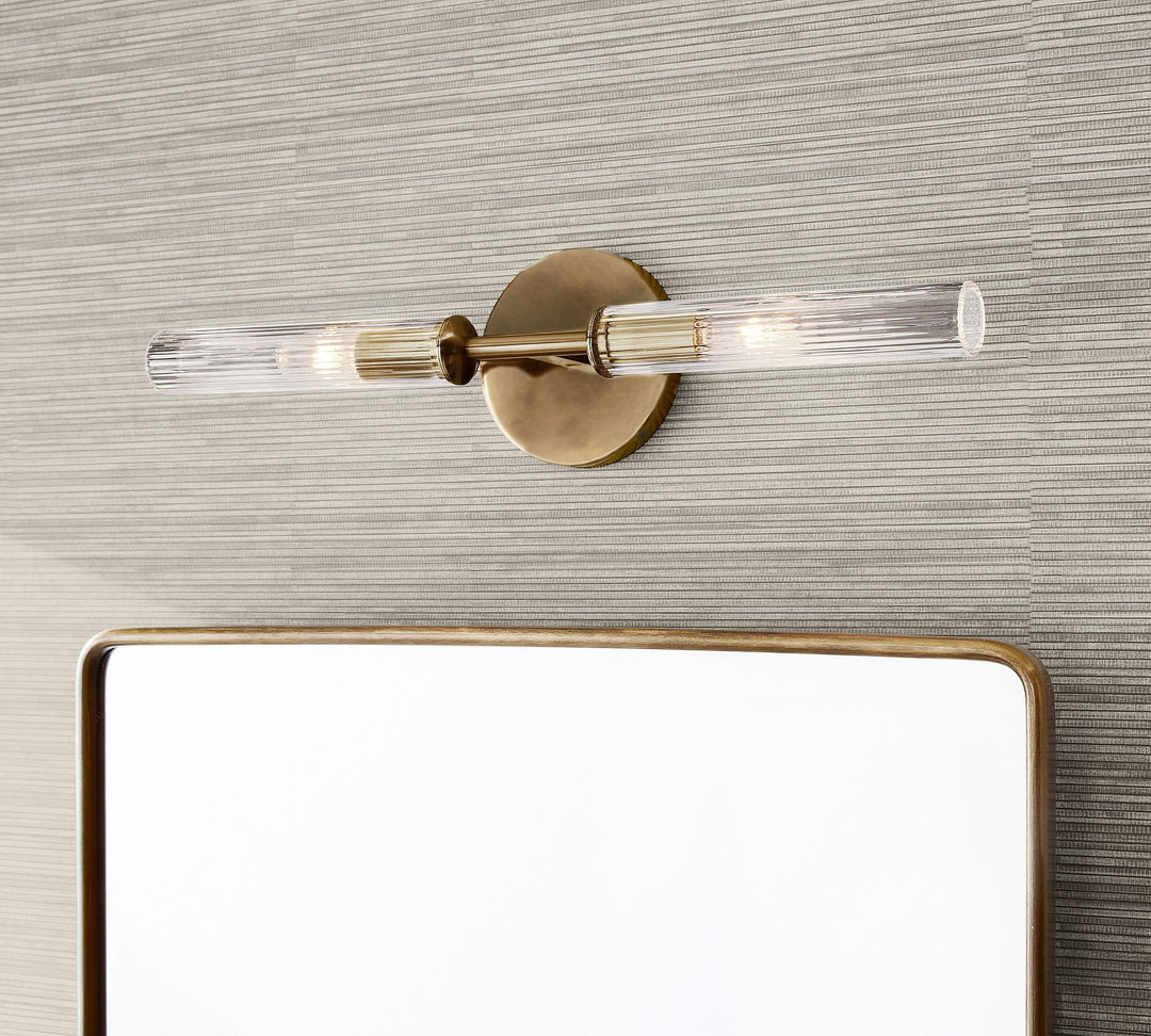 Aplique de pared de tubo de vidrio Bravira - Iluminación clásica de tubo de latón acanalado