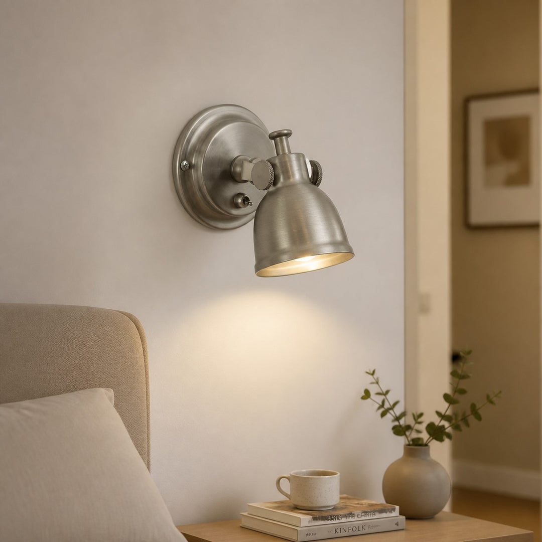 Brushed Nickel Adjustable Reading Wall Light