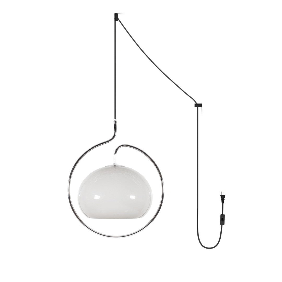 Rounded Glass Chrome Swag Pendant Light